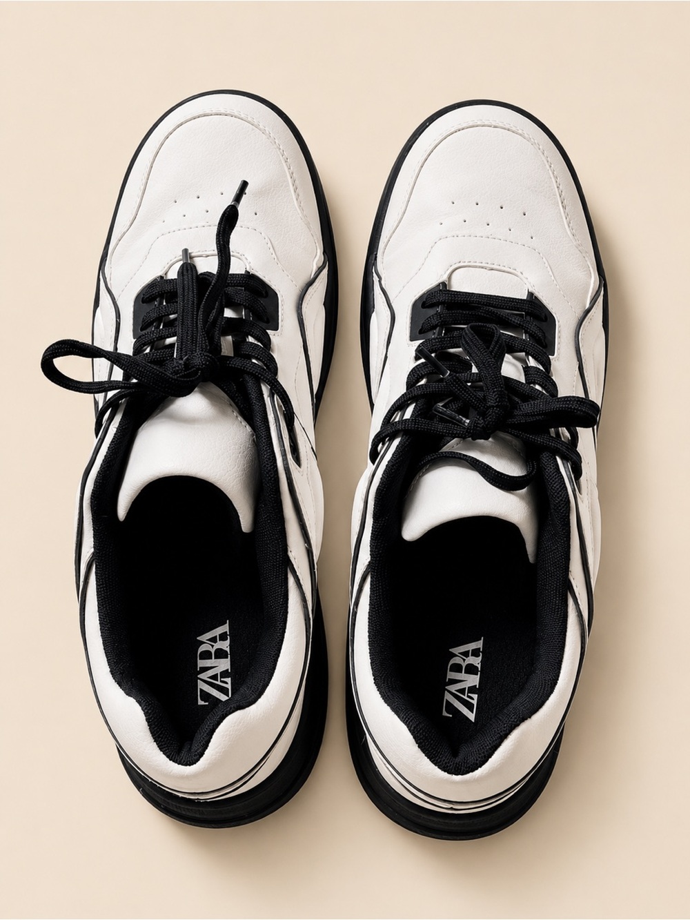 ZARA Men’s White & black leathers style Sneakers